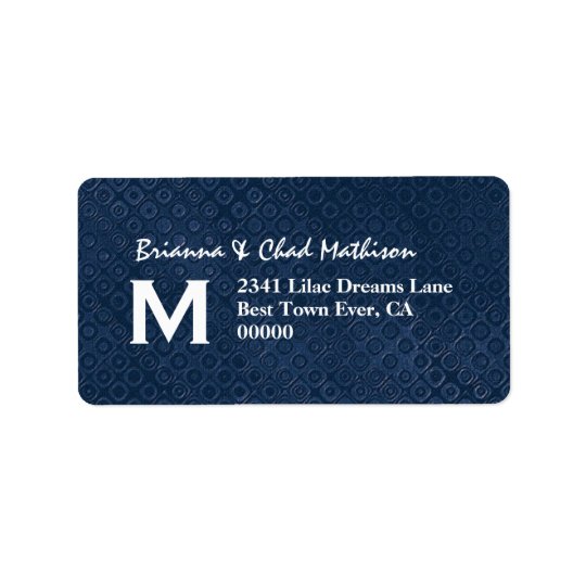 Blue and White Monogram Label V324 Address Label