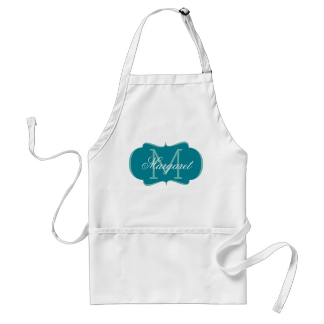 Blue and White Monogram Standard Apron (Front)
