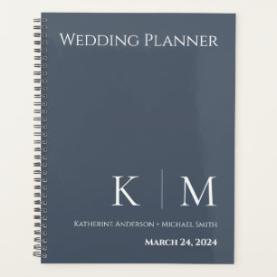 Blue and White- Monogram-Wedding-Planner Planner