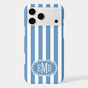 Blue and White Monogrammed Stripes