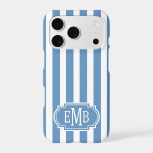 Blue and White Monogrammed Stripes