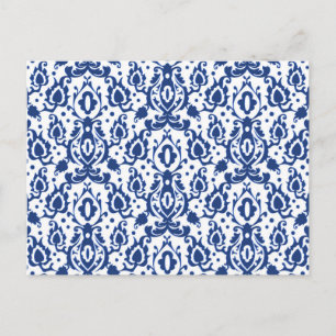 Blue and White Moroccan Casbah Damask Postcard