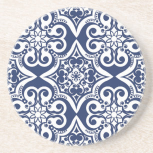 Blue and White Moroccan Pattern Coaster