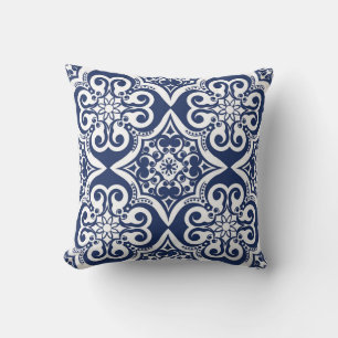 Blue and White Moroccan Pattern Cushion