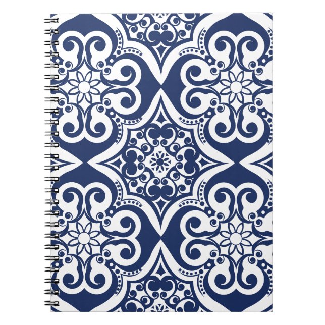 Blue and White Moroccan Pattern Notebook (Front)