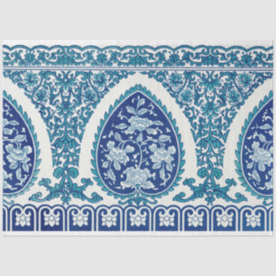 Blue and white moroccan style motif tissue paper