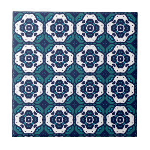 Blue and White Mosaic Pattern Ceramic Tile