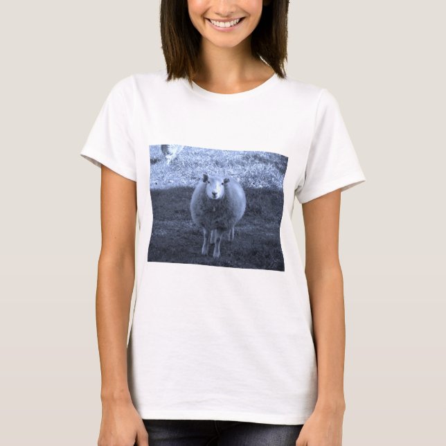 Blue and White  Mother sheep T-Shirt (Front)