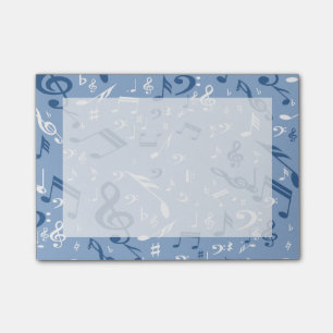 Blue and White Music Notes Random Pattern