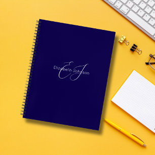blue and white name monogram classic minimalist  notebook