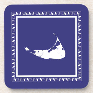 Blue and White Nantucket Greek Key Coasters