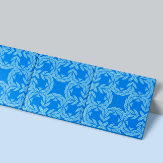 Blue and White Nature Inspired Tranquil Symmetry Ceramic Tile