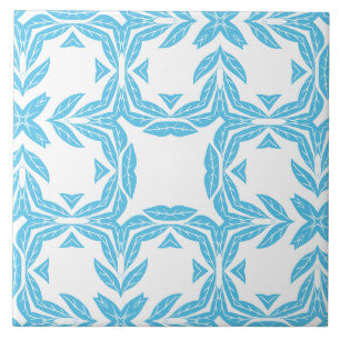 Blue and White Nature Inspired Tranquil Symmetry Ceramic Tile