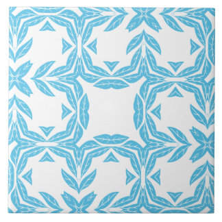 Blue and White Nature Inspired Tranquil Symmetry Ceramic Tile