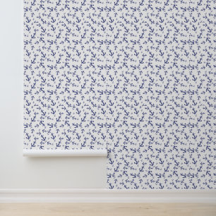 Blue and white nautical anchors wallpaper
