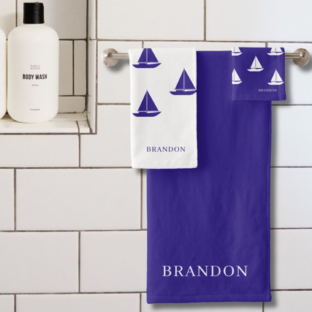 Blue and White Nautical Bath Towel Set (Creator Uploaded)