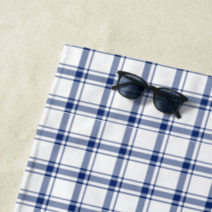 Blue and White Nautical Plaid Beach Towel