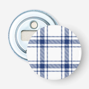 Blue and White Nautical Plaid Bottle Opener