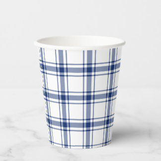 Blue and White Nautical Plaid Paper Cups