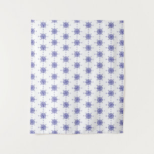 Blue and White Nautical Sailing Compass Tapestry