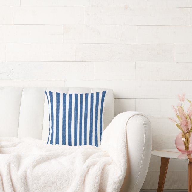 Blue and white nautical stripes cushion (Couch)