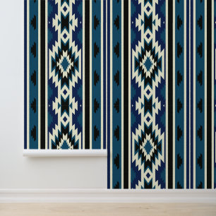 Blue and White  Navajo Design Pattern  Wallpaper
