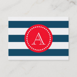 Blue and white navy pattern business card