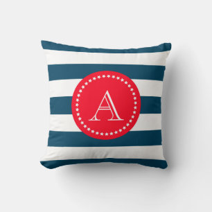 Blue and white navy pattern cushion