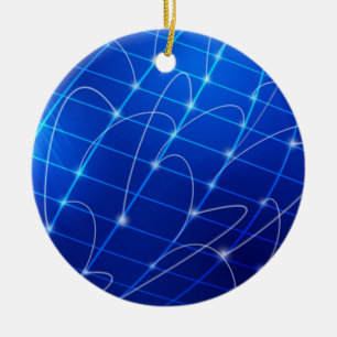 Blue and White Network Connections Ceramic Ornament