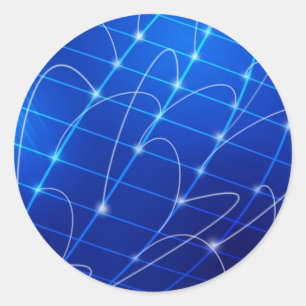 Blue and White Network Connections Classic Round Sticker