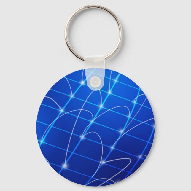 Blue and White Network Connections Key Ring (Front)