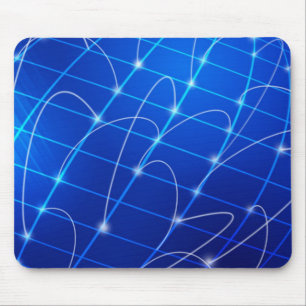 Blue and White Network Connections Mouse Pad