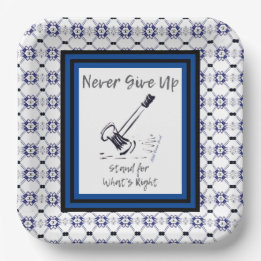 Blue and White Never Give Up Gavel Paper Plates