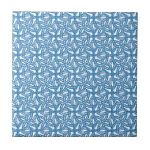 Blue and White Nouveau Art Floral Design Ceramic Tile