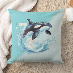 Blue and White Ocra Ocean Beach Nautical Cushion