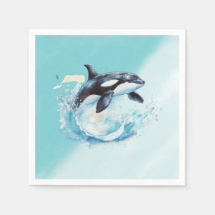 Blue and White Ocra Ocean Beach Nautical Napkin