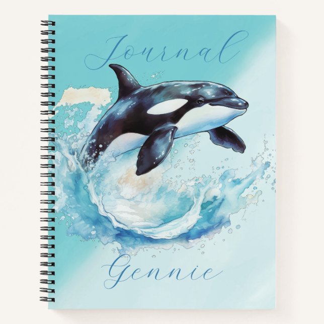 Blue and White Ocra Ocean Beach Nautical Notebook (Front)