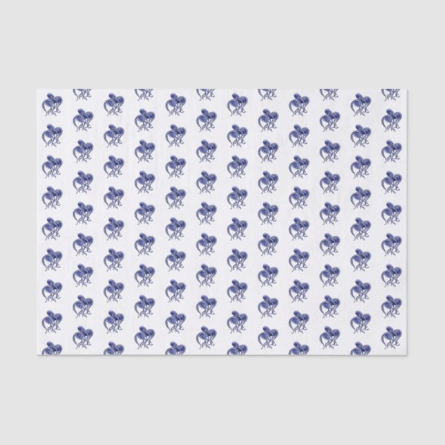 Blue and white Octopus  Tissue Paper (Front)