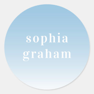 Blue and White Ombre Classic Round Sticker