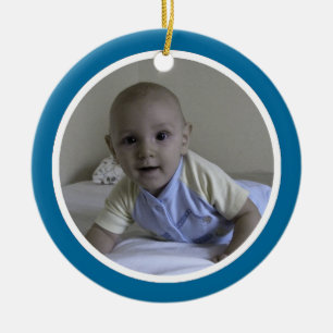 Blue and White  - One Sided Ceramic Ornament