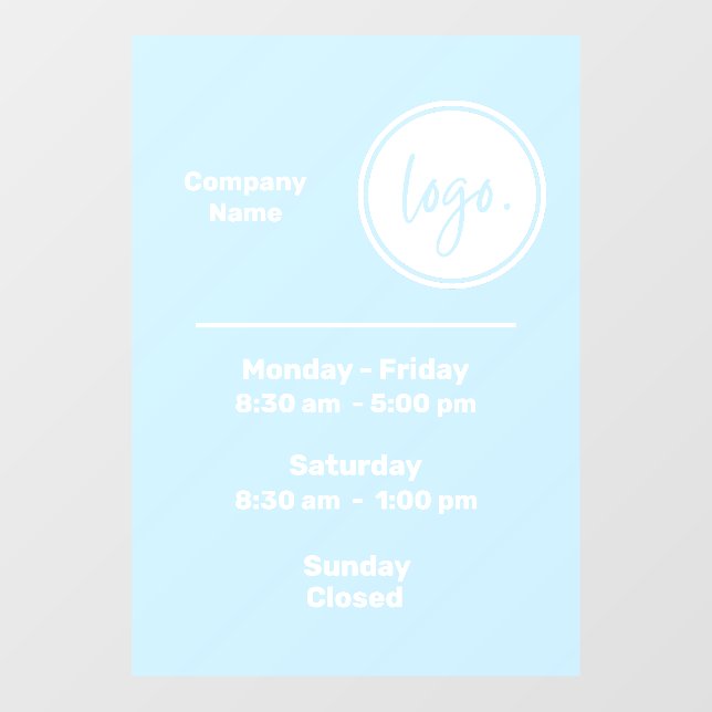 BLUE AND WHITE OPENING TIMES HOURS BUSINESS LOGO (Sheet)
