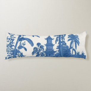 Blue and White Oriental Chinoiserie Body Cushion