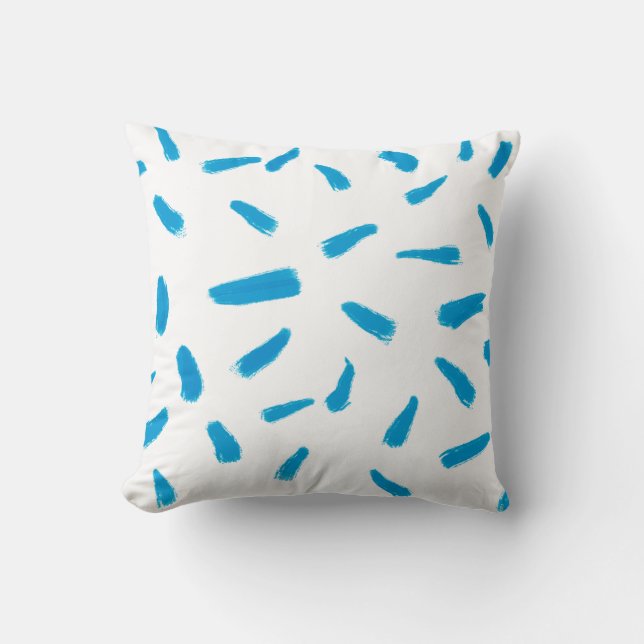 blue and white paint stroke modern design for home cushion (Front)