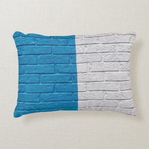 Blue and white painted wall decorative cushion
