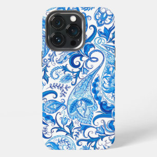 Blue and White Paisley iPhone 13 Pro Case