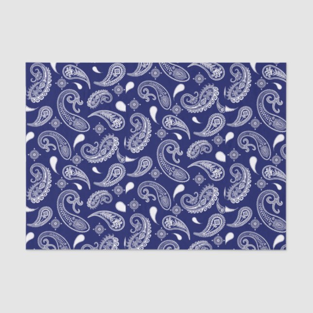 Blue and white paisley  tissue paper (Front)