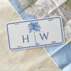 Blue and White Palm Palmetto Tree Monogram