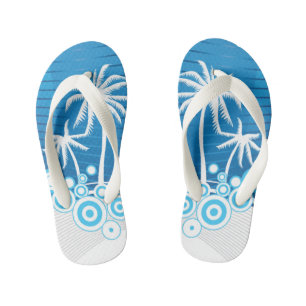 Blue and White Palm Trees - Kid's Flip Flops