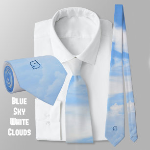Blue and White Partly Cloudy Sky Tie