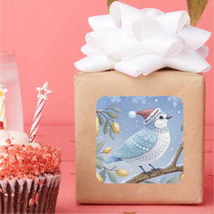 Blue and White Partridge In A Pear Tree Sticker